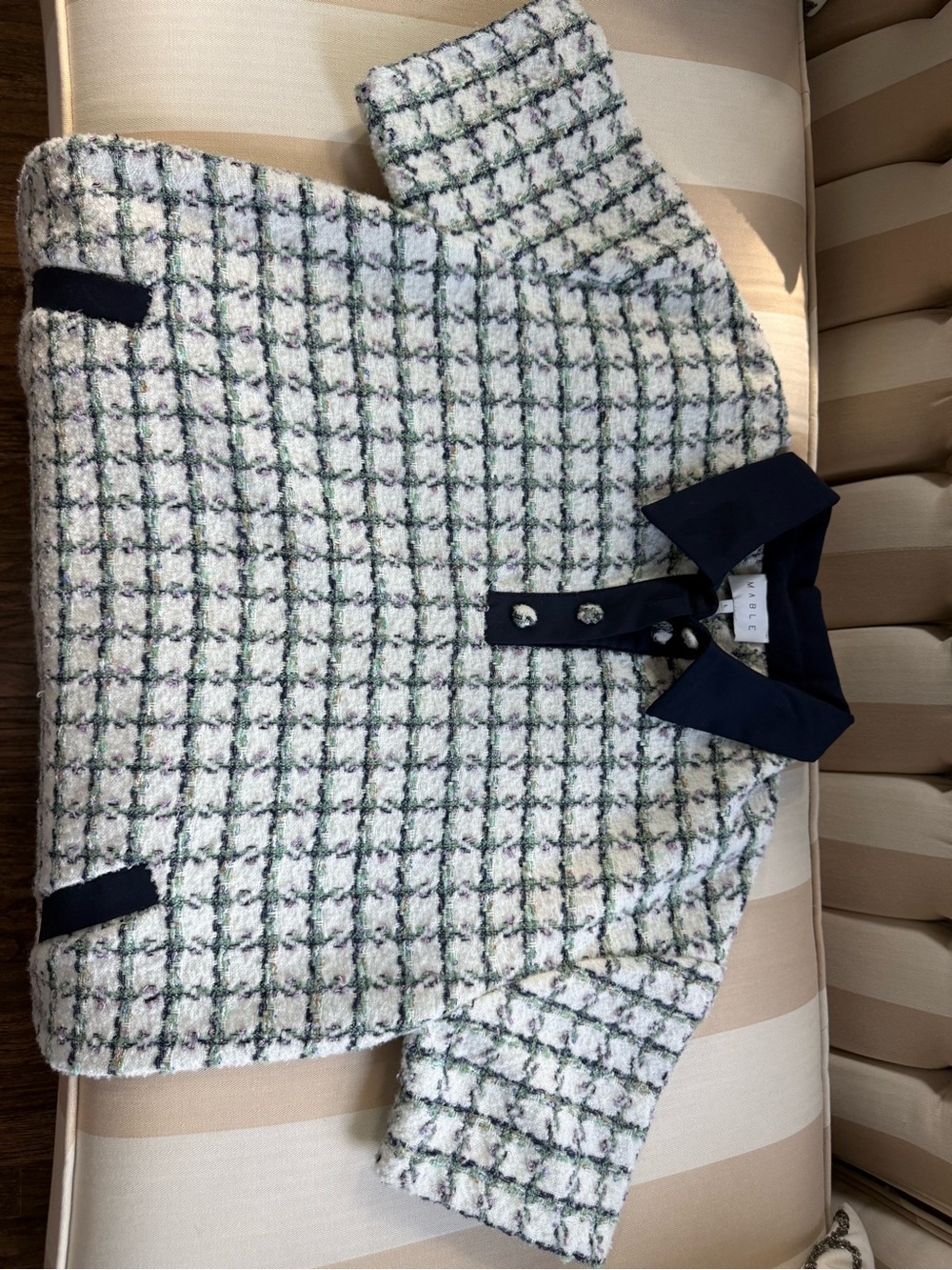 MARBLE Tweed Jacket with Black Trim and Pastel Accents - Picture 11 of 11